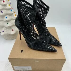 Women's Christian Louboutin, Kate Max 100 crystal embellished mesh/patent 40
